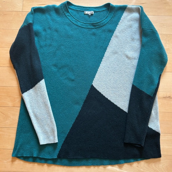 Smartwool Women’s Crewneck Blue Green/Gray/Black Knit Sweater Size XL - Picture 1 of 9